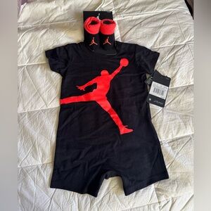 Jordan Black and Red Jumpman Bodysuit with Socks